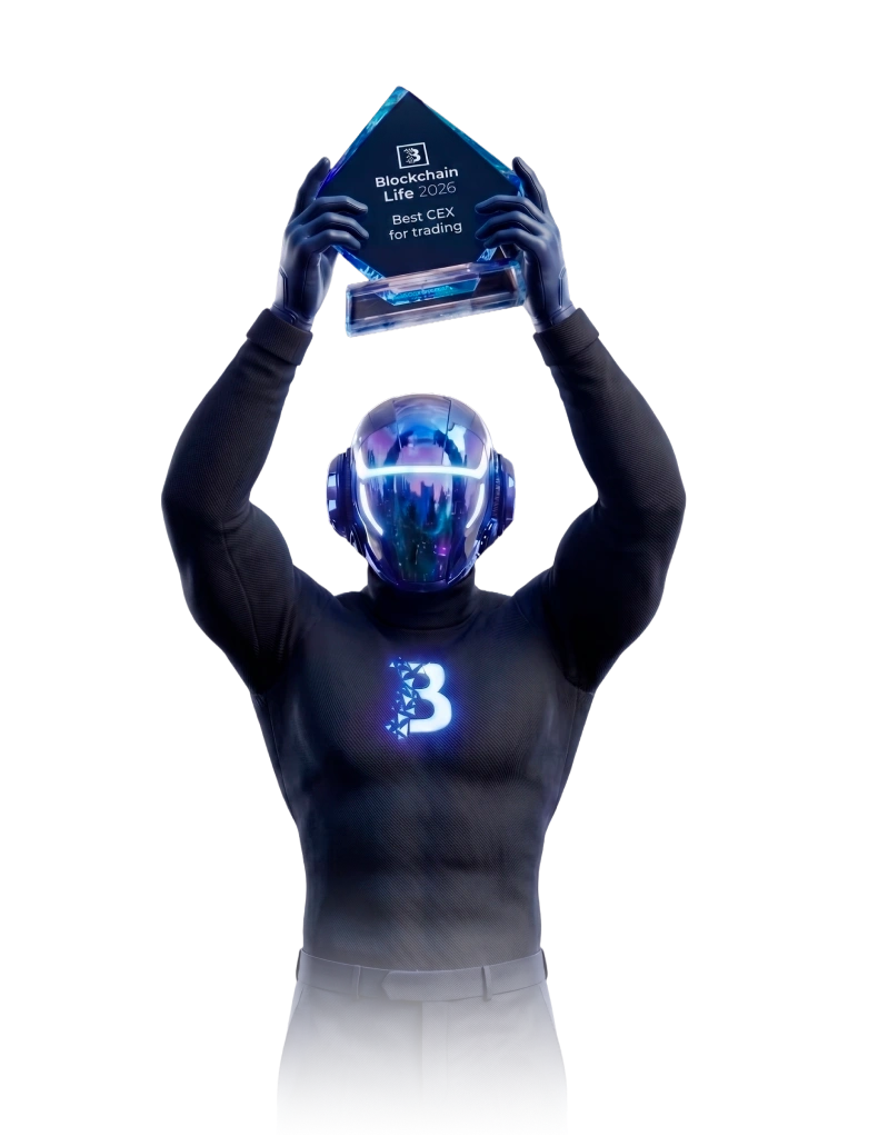 Blockchain Life Awards nominee holding an award